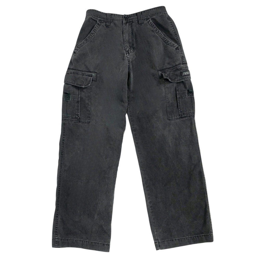 Vintage Unionbay Baggy Cargo Pants Jeans 31x32 Faded Black Y2K Grunge 90s FLAWS